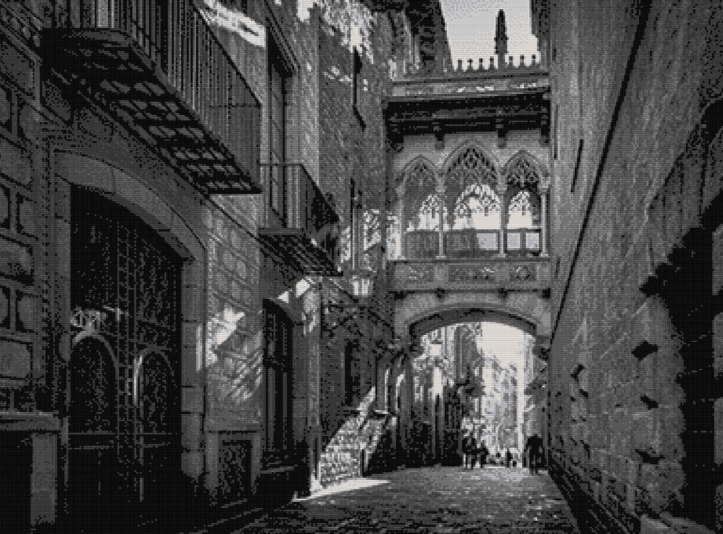 Patrón punto de cruz del Barrio Gótico de Barcelona