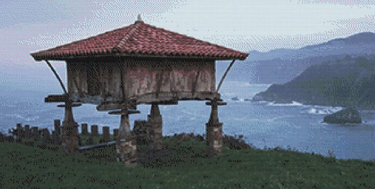 Horreo-Asturiano-punto-de-cruz Hórreo-Asturiano-punto-de-cruz